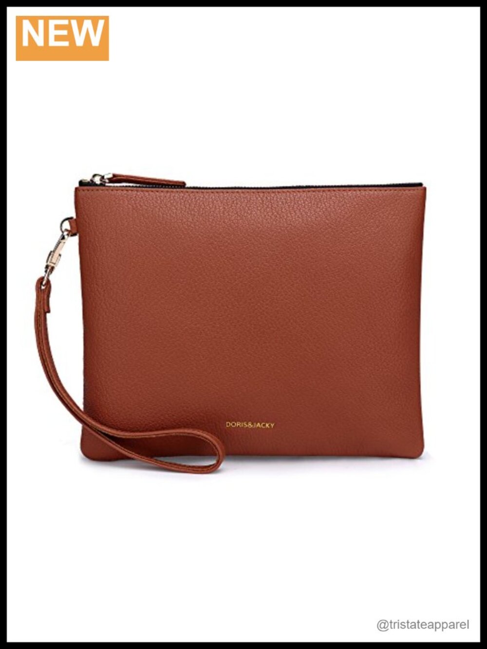 Goatskin Leather Wristlet Clutch Large Phone Wallet Slim Thin Detachable Strap